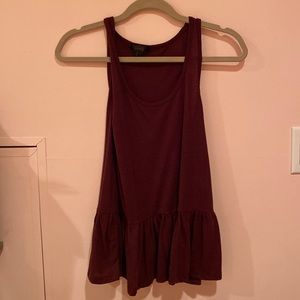 Maroon tank with ruffle bottom size small